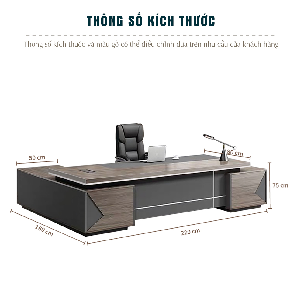 bàn giám đốc hiện đại, FGBGD067, nội thất văn phòng giám đốc, bàn MDF Melamin BK HOME