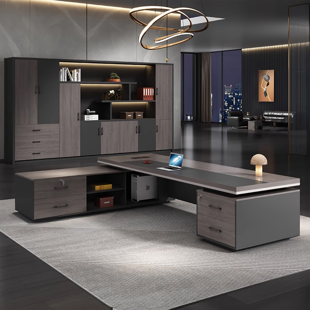 bàn làm việc giám đốc FGBGD073, thiết kế bàn khối lớn, nội thất văn phòng BK HOME, bàn MDF Melamin