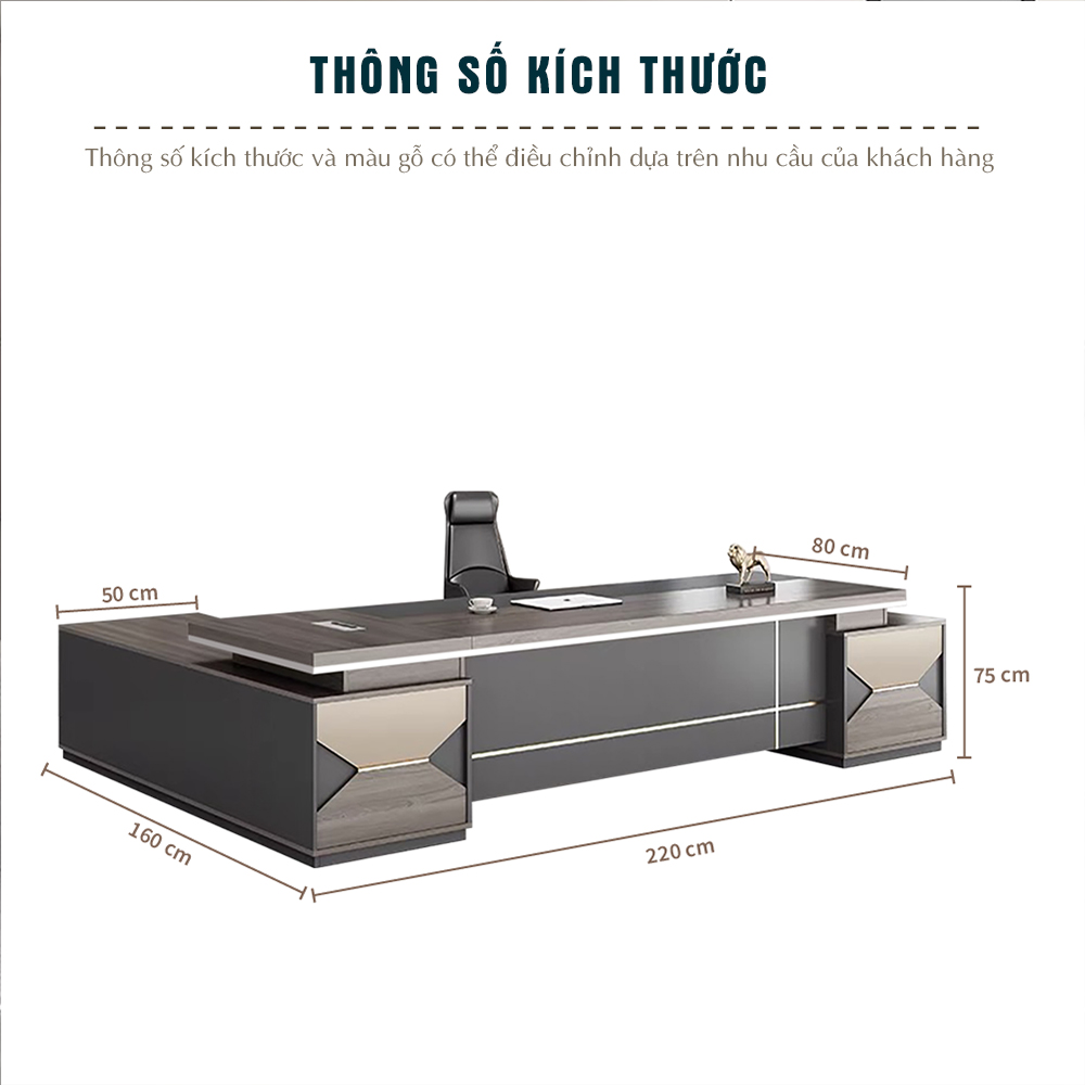 bàn giám đốc tiện ích, FGBGD073, nội thất phòng giám đốc, bàn làm việc hiện đại, BK HOME furniture