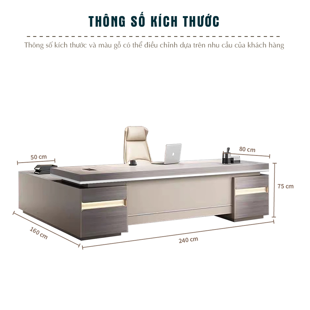 bàn giám đốc FGBGD079 kích thước, thông số bàn giám đốc, nội thất văn phòng, BK HOME, gỗ MDF phủ Melamin