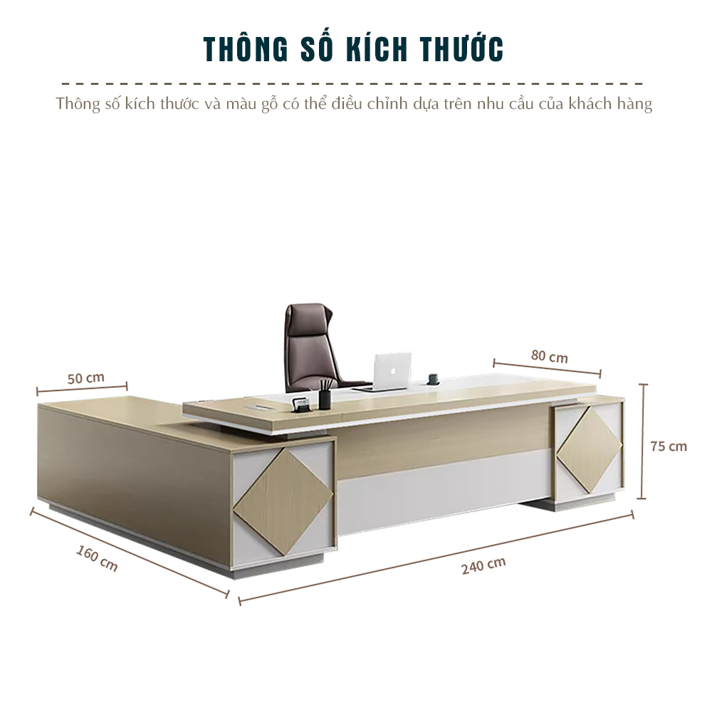 bàn giám đốc FGBGD083, bàn làm việc giám đốc hiện đại, nội thất BK HOME, bàn văn phòng gỗ MDF