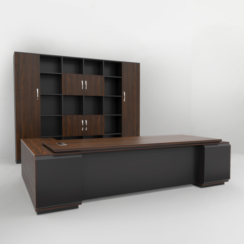 bàn giám đốc FGBGD089, nội thất lãnh đạo, bàn gỗ MDF Melamin, bkhome.vn, bàn làm việc giám đốc phối đen nâu