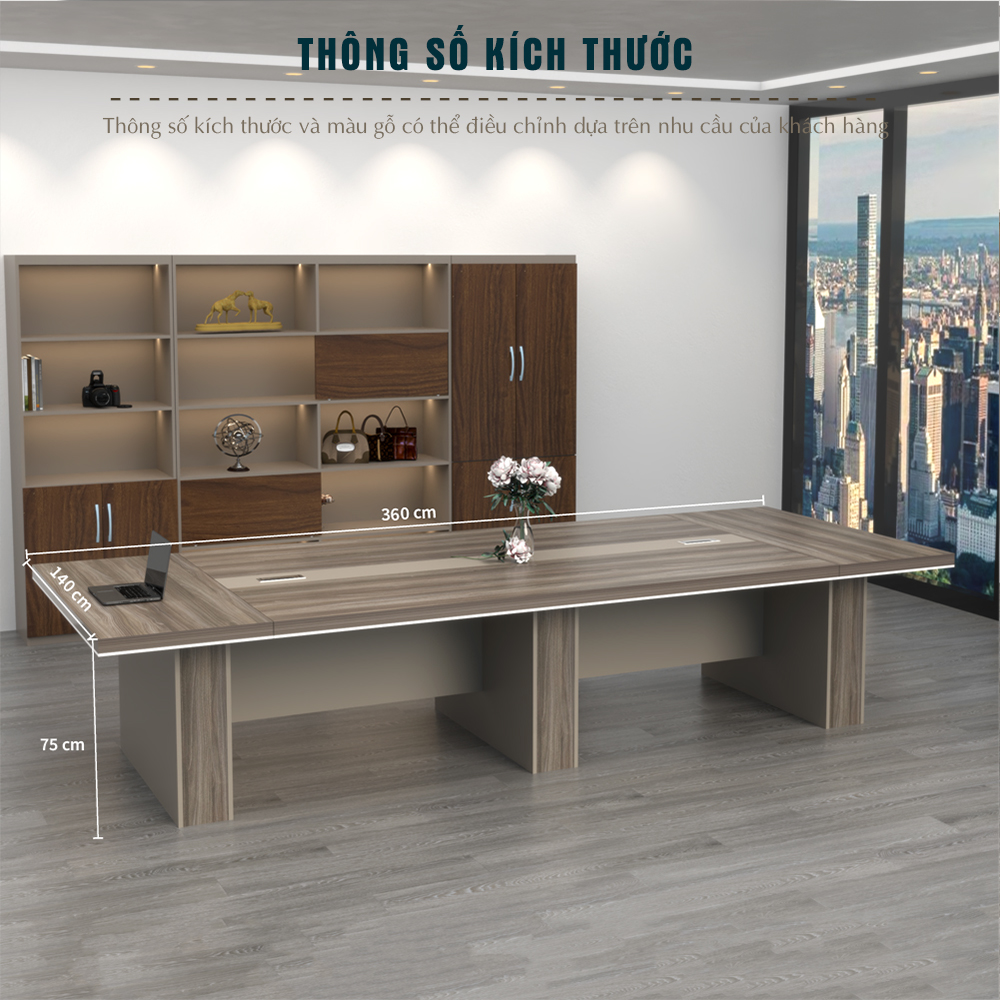 bàn họp MDF BK HOME, bàn họp có kệ, bàn họp hiện đại, FGBH0029