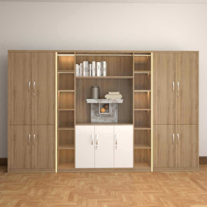 Tủ giám đốc TGDFG04 làm từ gỗ MDF cao cấp, thiết kế hiện đại với màu sắc trang nhã và các chi tiết hoàn thiện tinh xảo. Tủ có nhiều ngăn kệ và khoang chứa rộng rãi